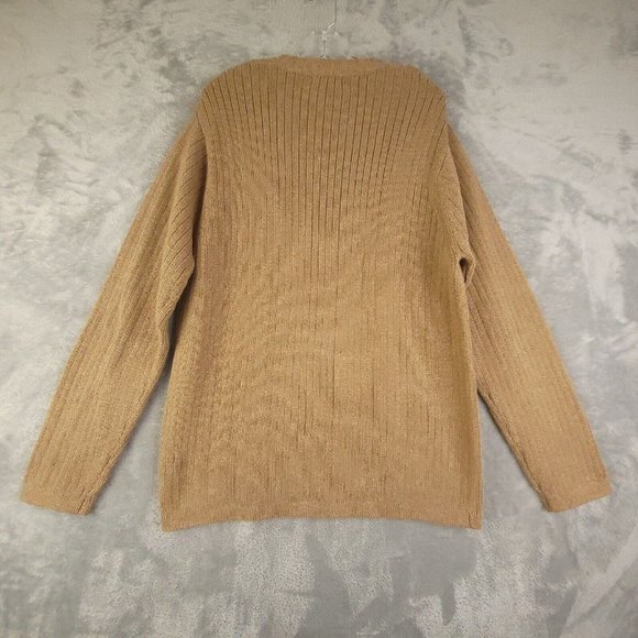 Eddie Bauer Men Sweater Pullover V Neck Cable Knit Long Sleeve Brown L - Picture 2 of 10